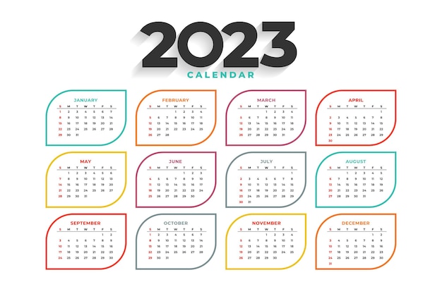 Vecteur gratuit calendrier élégant du nouvel an 2023 pour le bureau