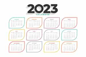 Vecteur gratuit calendrier élégant du nouvel an 2023 pour le bureau