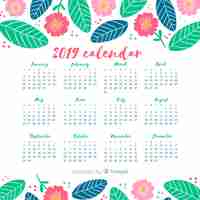 Vecteur gratuit calendrier floral 2019