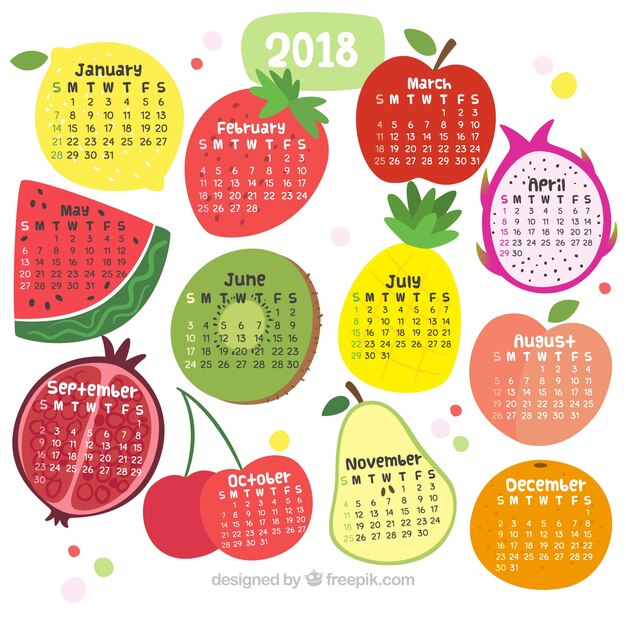 Calendrier des fruits 2018