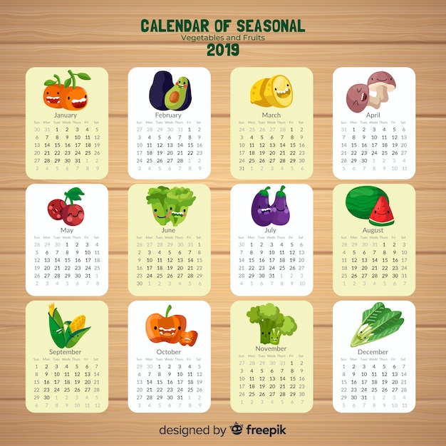 Calendrier De Fruits Et Légumes De Saison