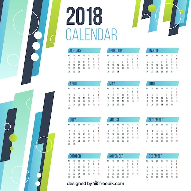 Calendrier Géométrique Plat 2018