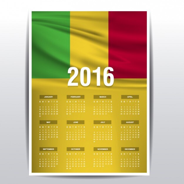 Vecteur gratuit calendrier mali 2016