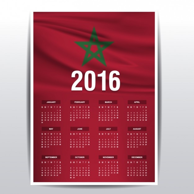 Vecteur gratuit calendrier maroc 2016