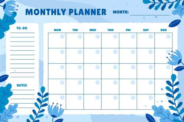 Calendrier mensuel dessiné à la main