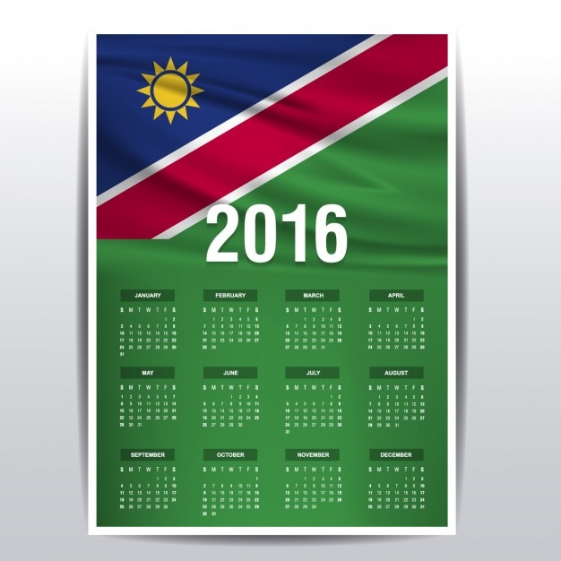 Vecteur gratuit calendrier namibie 2016