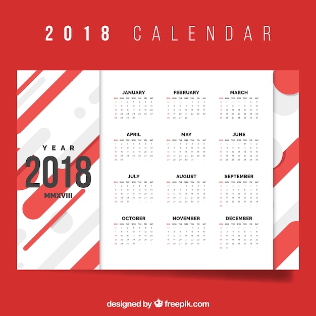 Vecteur gratuit calendrier rouge 2018