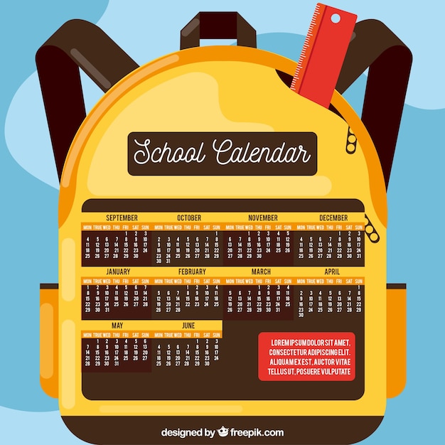 Vecteur gratuit calendrier scolaire backpack