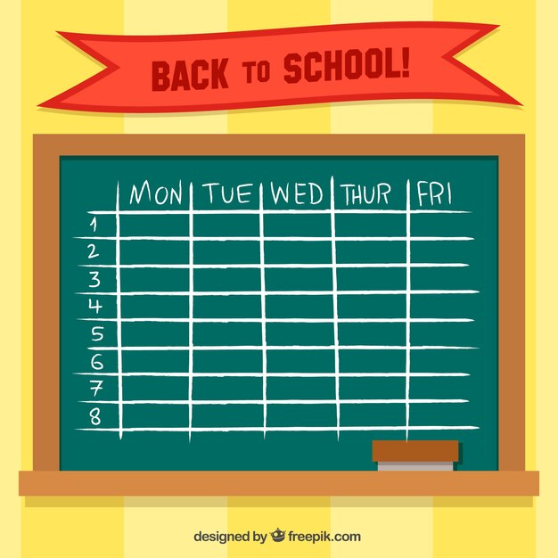 Calendrier scolaire du tableau noir