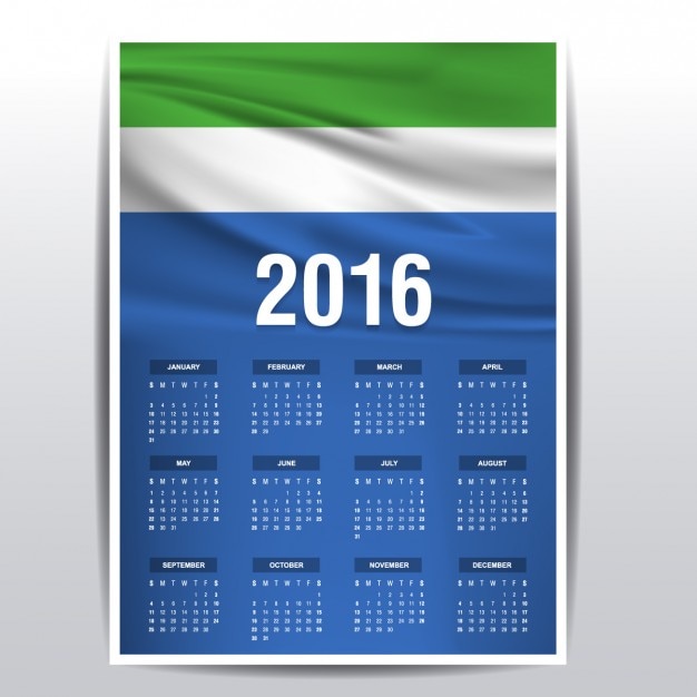 Vecteur gratuit calendrier sierra leone 2016