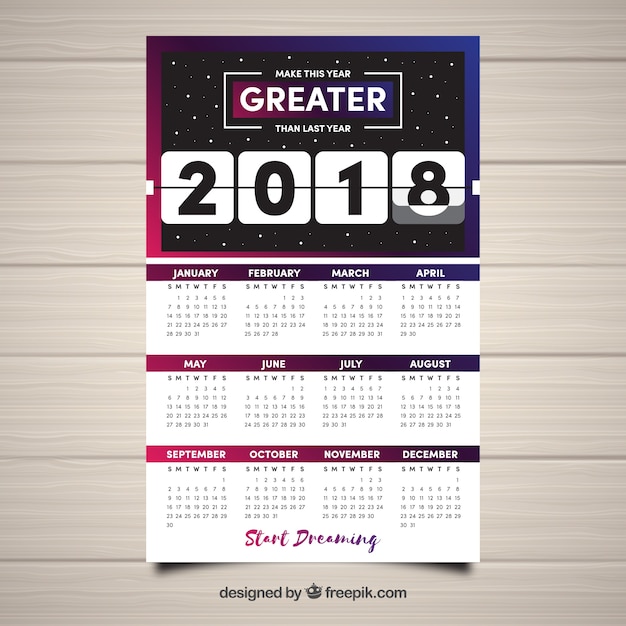 Vecteur gratuit calendrier spatial 2018