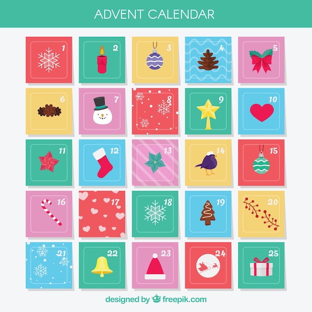 Vecteur gratuit calendriers d'avent mignon