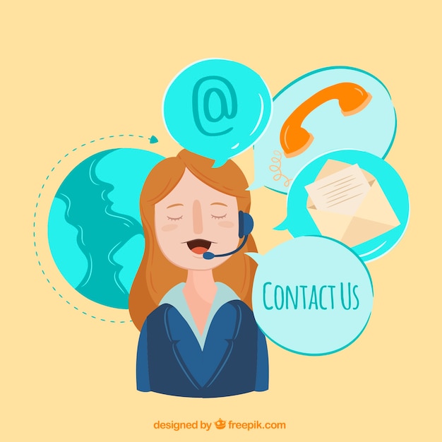 Vecteur gratuit callcenter fond avec des éléments de contact