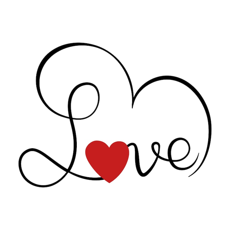 Vecteur gratuit calligraphie parole d'amour avec le cœur vectorart