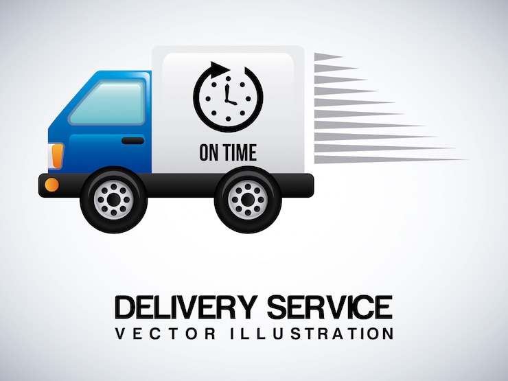 Vecteur gratuit camion de livraison sur gris