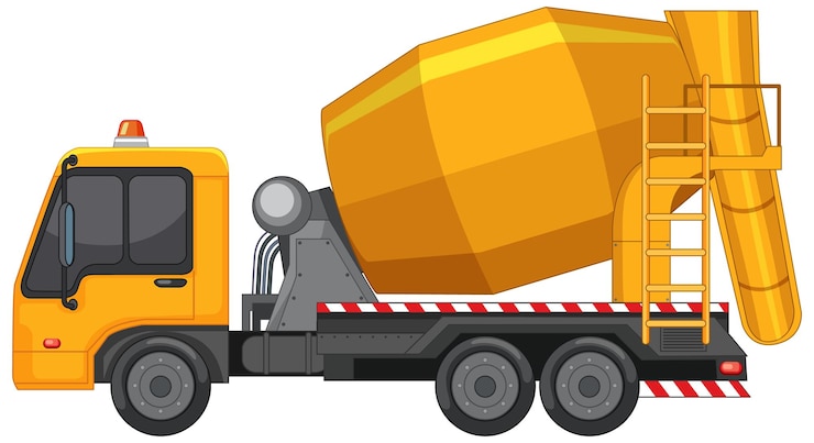 Vecteur gratuit camion malaxeur à béton sur fond blanc