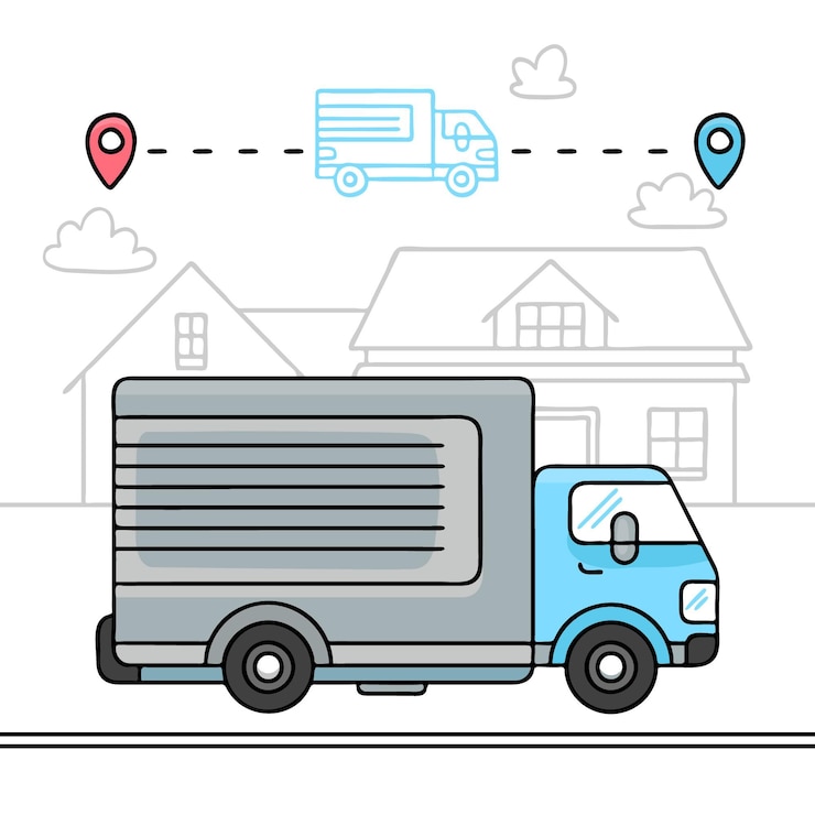 Vecteur gratuit camion de transport dessiné à la main