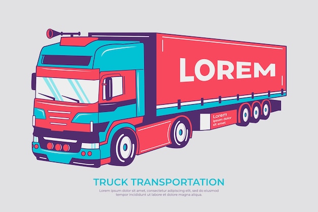 Vecteur gratuit camion de transport dessiné à la main