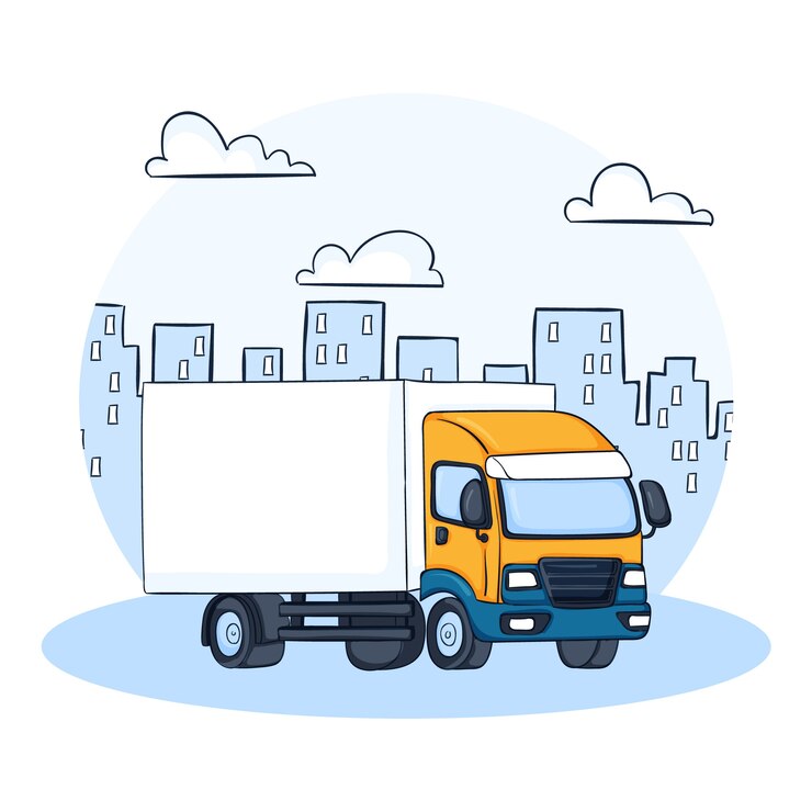 Vecteur gratuit camion de transport illustré dessiné à la main