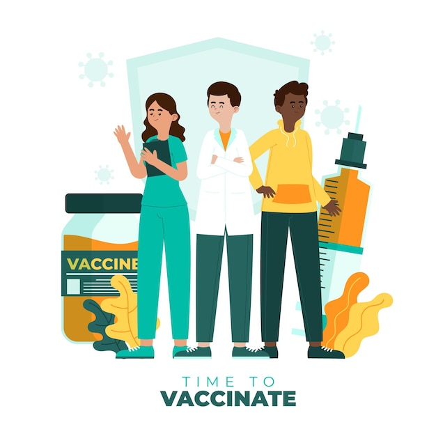 Vecteur gratuit campagne de vaccination à plat bio