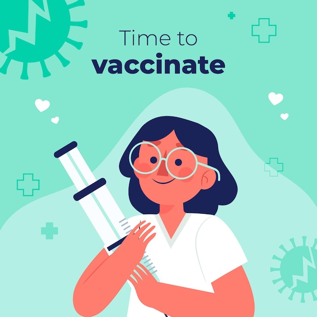 Vecteur gratuit campagne de vaccination à plat illustrée