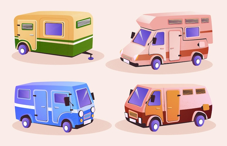 Vecteur gratuit camper pour le voyage en famille