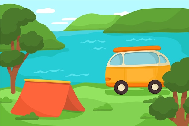 Camping avec une caravane