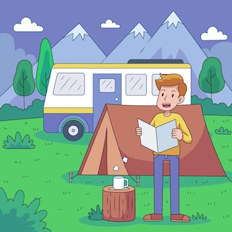 Camping avec un concept de caravane