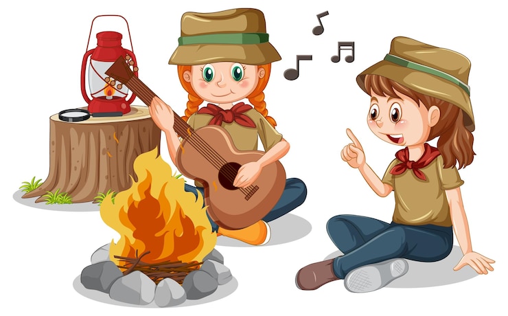Vecteur gratuit camping enfants en style cartoon