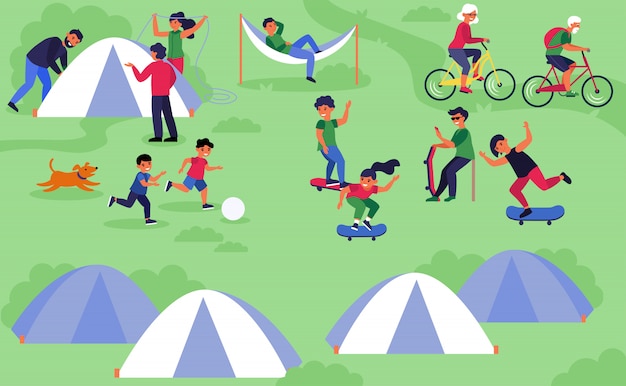 Camping familial avec tentes