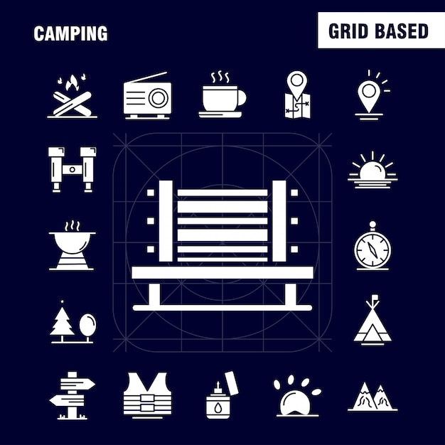 Vecteur gratuit camping icône de glyphe solide