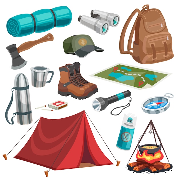 Camping Scouting Elements Set
