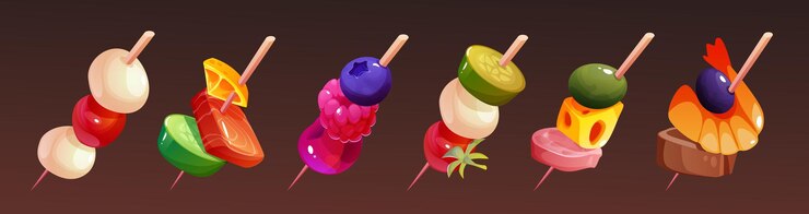 Vecteur gratuit des canapés et des tapas à doigts en guise d'apéritif.
