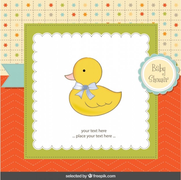 Vecteur gratuit canard adorable avec bébé lopp carte de douche