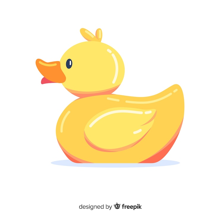 Vecteur gratuit canard en caoutchouc jaune plat dessiné à la main