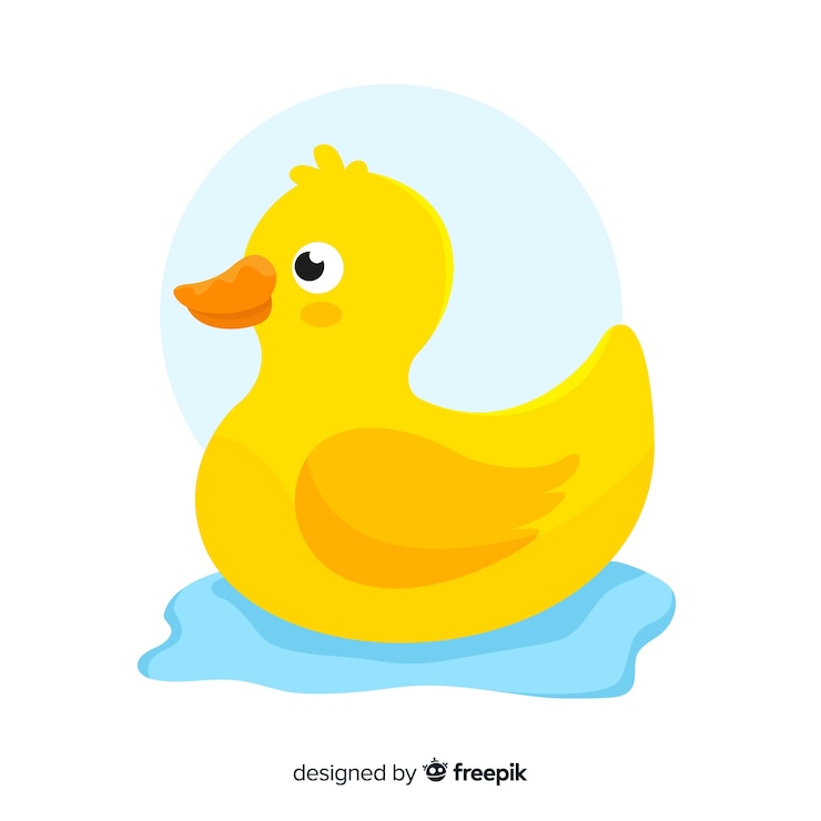 Vecteur gratuit canard en caoutchouc jaune plat illustré