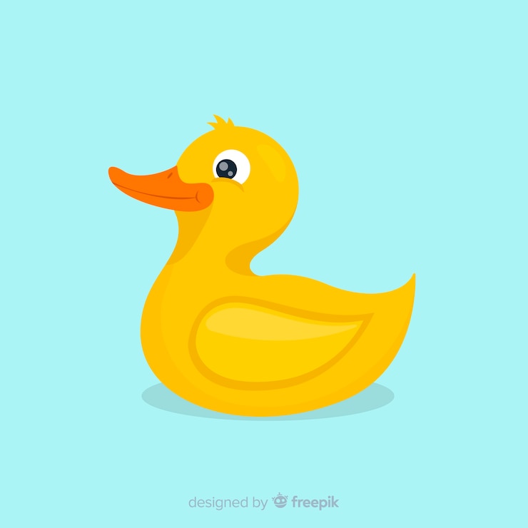 Vecteur gratuit canard en caoutchouc jaune smiley plat