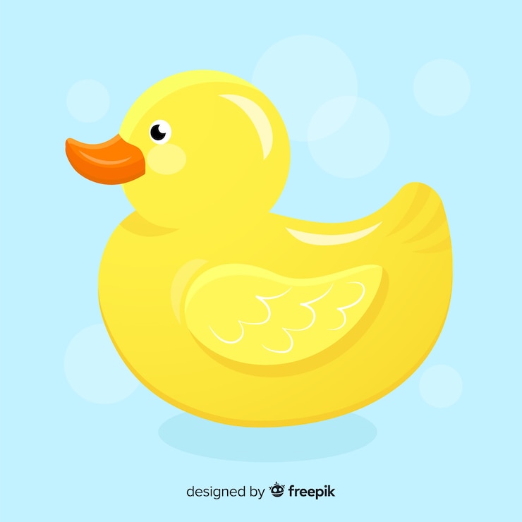 Vecteur gratuit canard en caoutchouc plat jaune