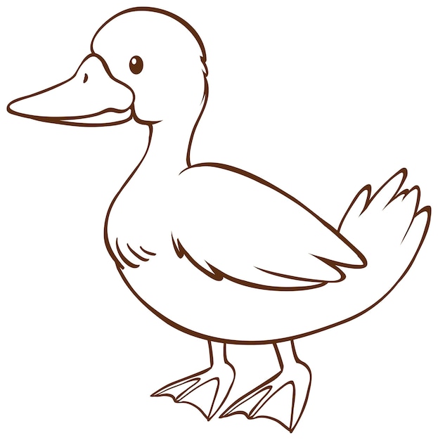 Canard dans un style simple doodle sur fond blanc