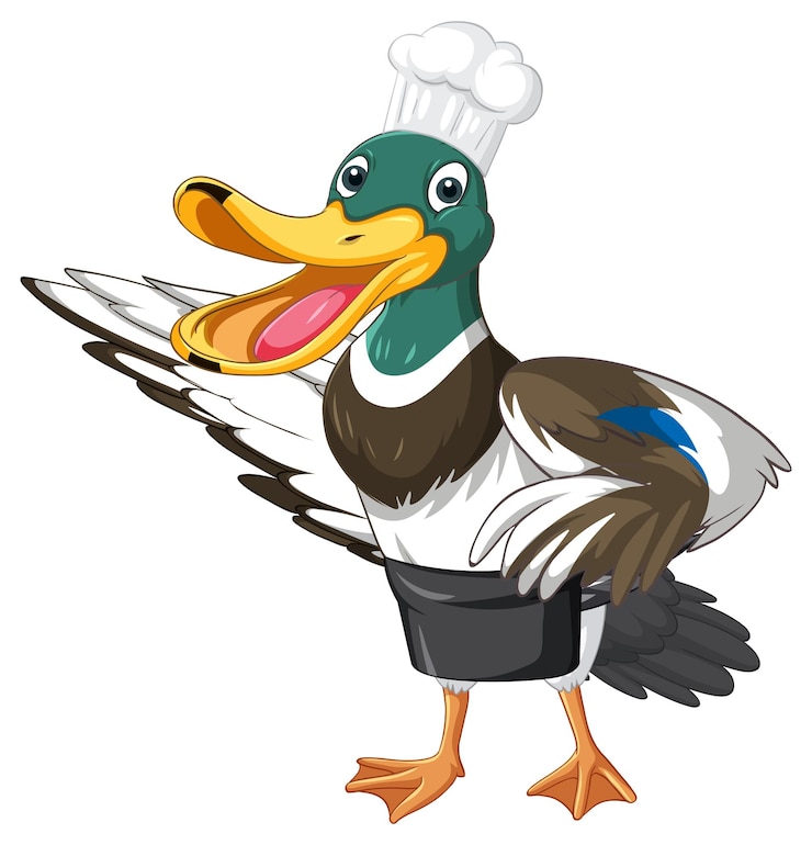 Vecteur gratuit canard de dessin animé portant une toque