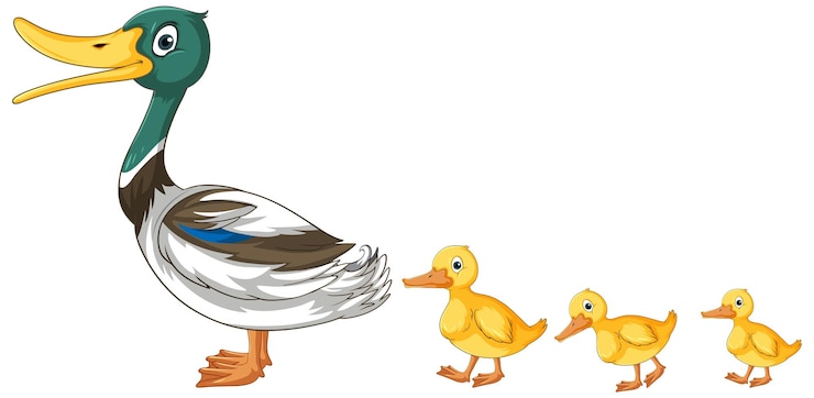 Vecteur gratuit un canard sauvage avec un caneton