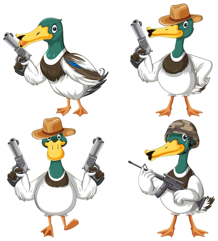 Vecteur gratuit canards de dessin animé sur le thème du cow-boy