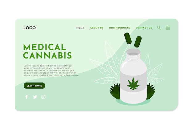 Vecteur gratuit cannabis médical - page de destination