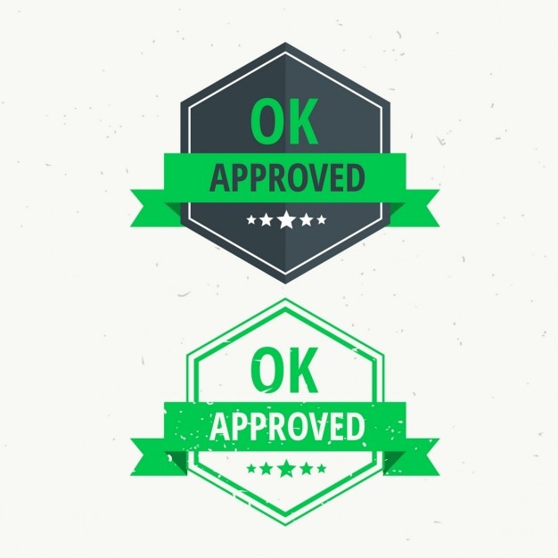 Vecteur gratuit caoutchouc approuvé la conception timbre badge étiquette de couleur verte