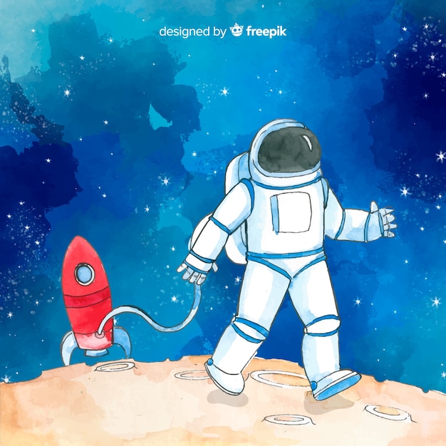 Vecteur gratuit caractère astronaute dessiné main belle