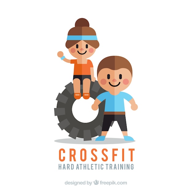 Vecteur gratuit caractère des personnages de crossfit