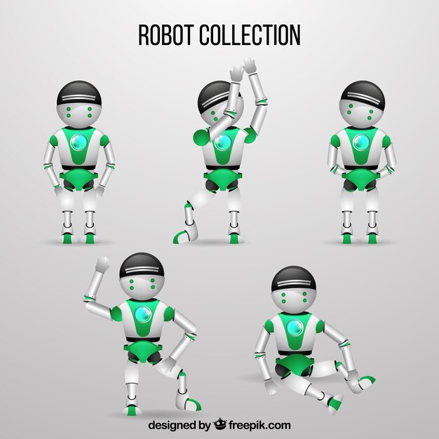 Caractère de robot réaliste avec différentes poses collection