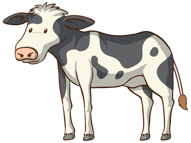 Caricature D'animaux Vache Sur Fond Blanc