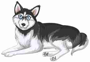 Vecteur gratuit caricature de chien husky sibérien sur fond blanc