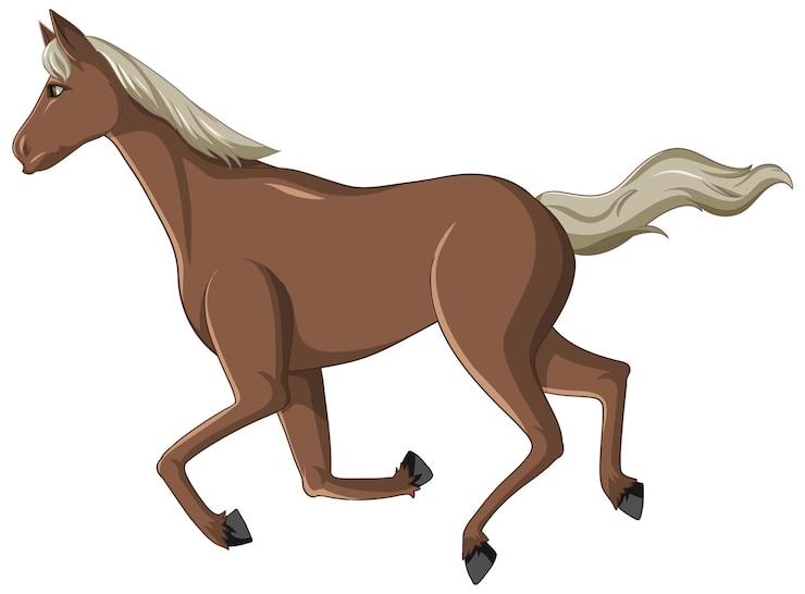 Vecteur gratuit caricature de course de cheval brun